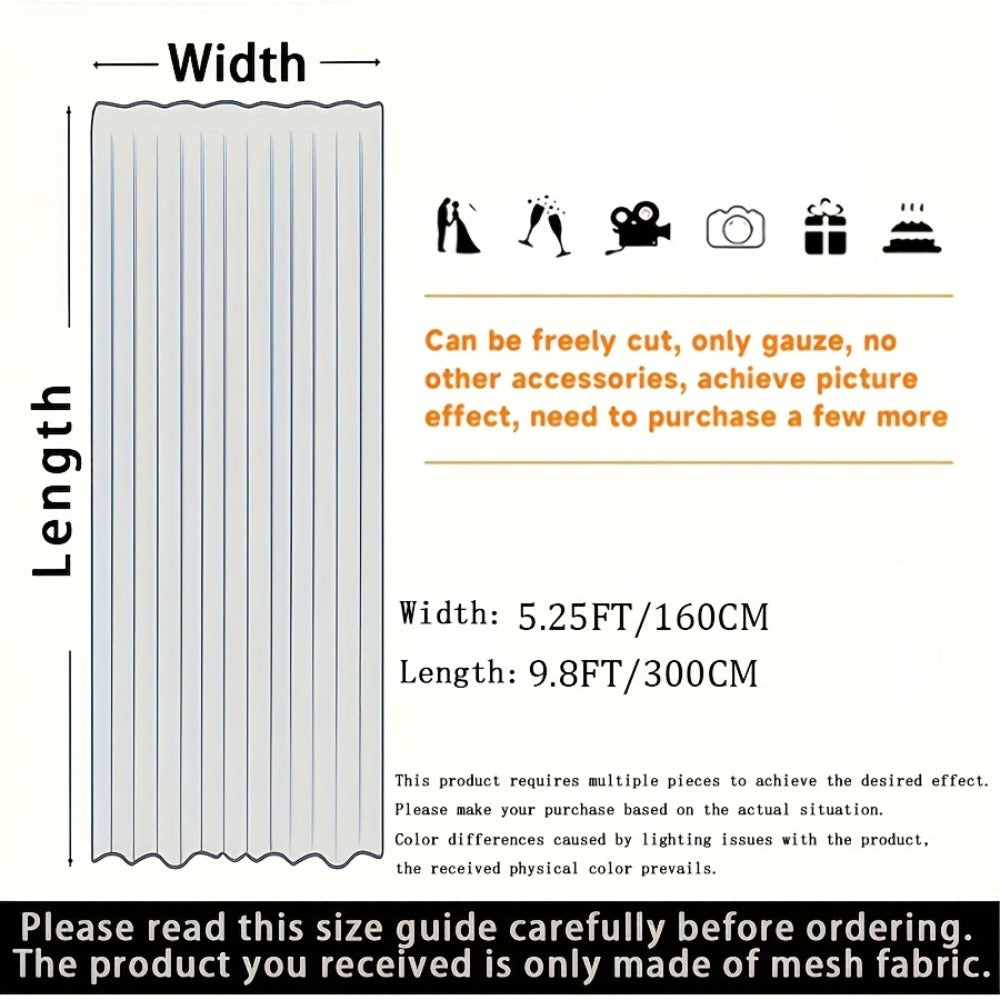 White Pearl Sheer Tulle Fabric Roll 160x300cm ¨C Elegant Organza Mesh for Wedding Backdrop Table Skirt Window Drape Party Decoration Bridal Shower Baby Shower Festive Event Decor