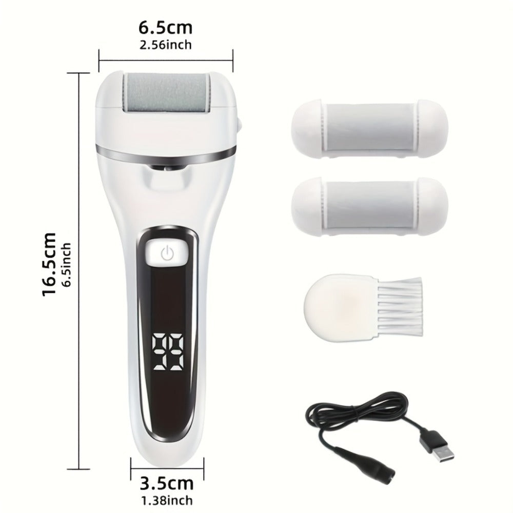 Electric Pedicure Foot File 10-in-1 Kit ¨C Rechargeable with Digital Display, 3 Roller Heads, Dead Skin & Hard Skin Remover for Men & Women