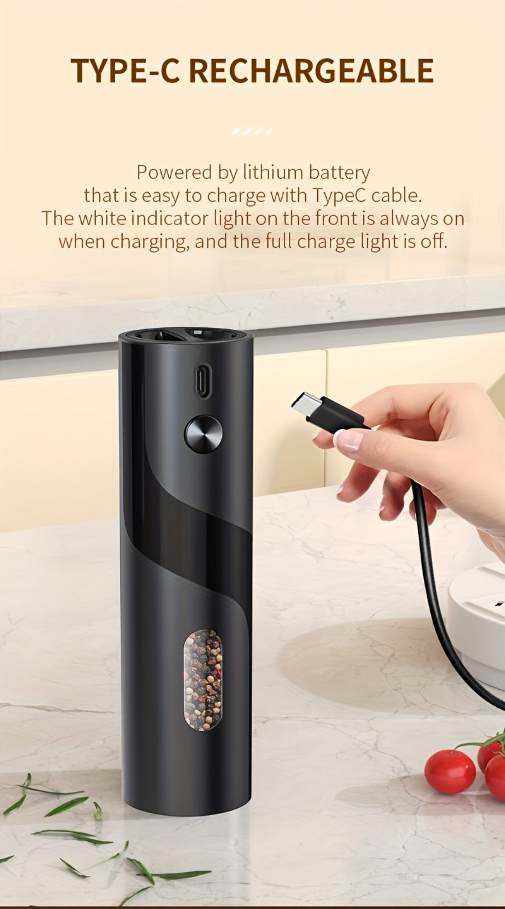 Electric Salt and Pepper Grinder Set with LED Light, Rechargeable Automatic Salt Pepper Mill, Adjustable Coarseness 3.72oz Large Capacity, Kitchen BBQ Restaurant Outdoor Wedding Gift