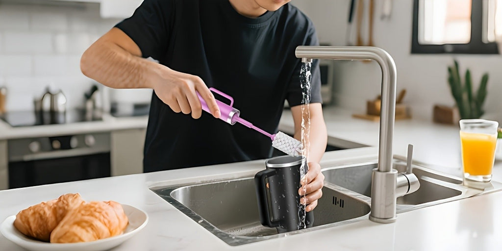 Electric Cup Scrubber Bottle Brush Cleaner ¨C 2-Speed IPX6 Waterproof, Type-C Rechargeable, Deep Cleans 40oz Mugs, Tumblers & Hydration Bottles, Long Straw Brush Included, Wall Mount Storage, Kitchen Cleaning Tool
