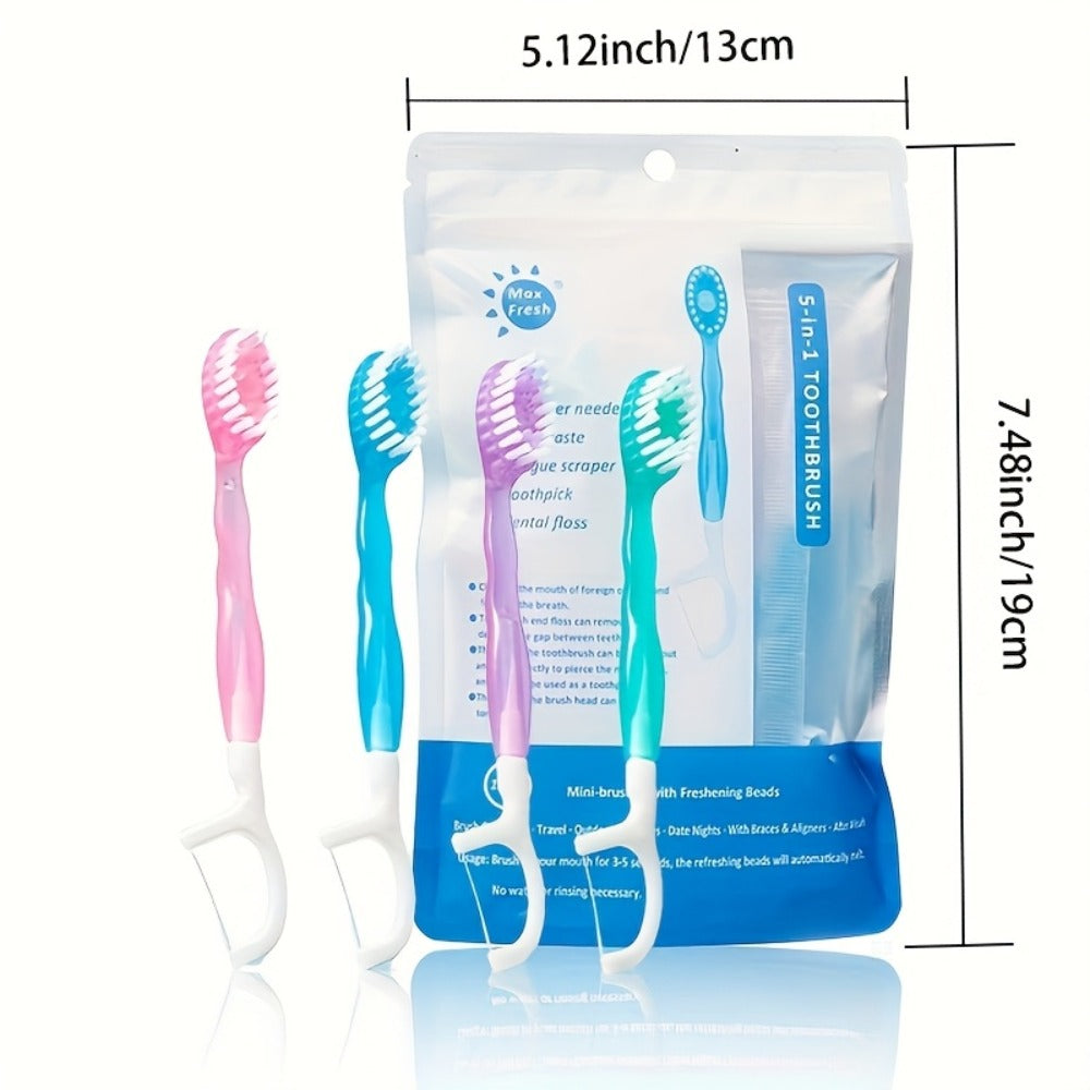 Disposable Toothbrush 24-Pack ¨C Mini Beads No-Rinse Travel Toothbrush, Mixed Flavors, Portable Oral Care Kit for Outdoor Travel, Camping, Hotels, Dating & Parties, Fresh Breath On the Go (2 Bags ¡Á 12pcs)
