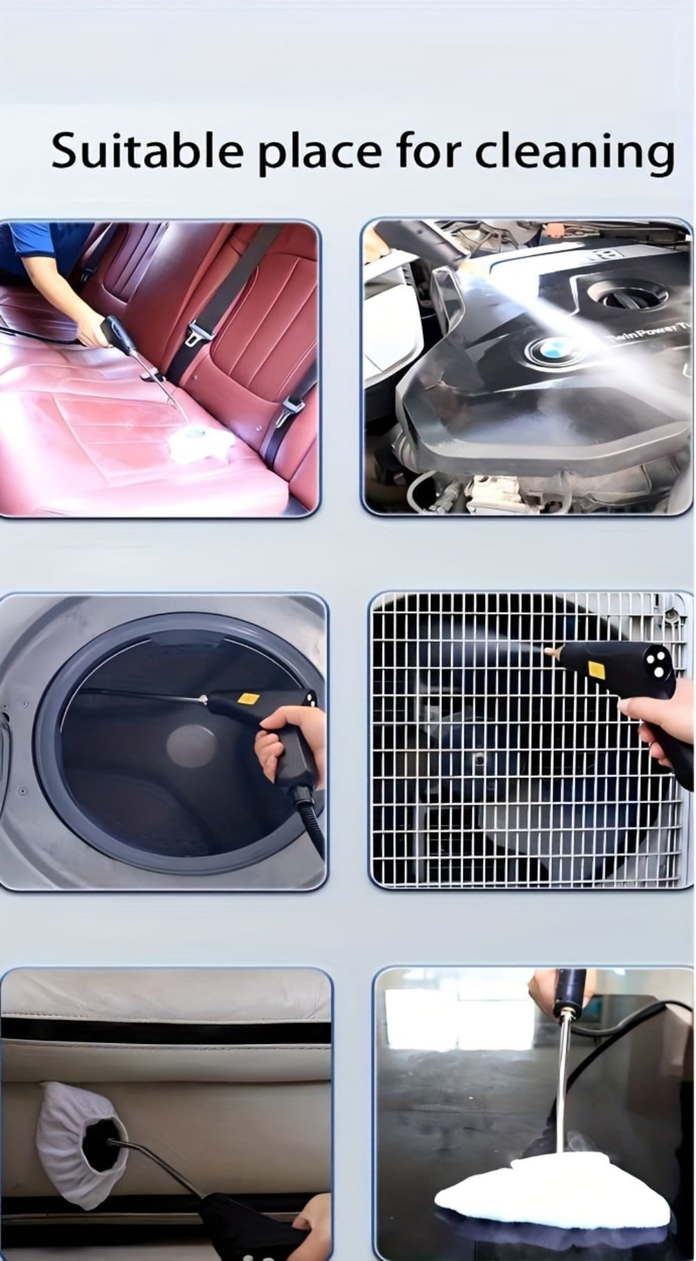 High Temperature Steam Cleaner Handheld Carpet Cleaner High Pressure for Kitchen Grease Sofa Air Conditioner Washing Machine Tile Grout Easy Carry Home Use