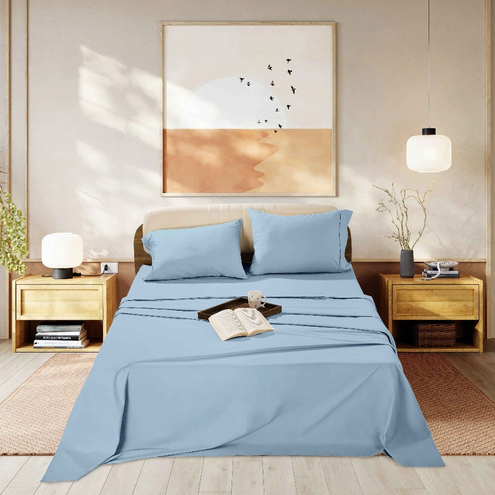 Egyptian Cotton Sheet Set 1000 Thread Count - Deep Pocket Fitted Sheet, Sateen Weave, Breathable Soft Bedding Set for King Queen Full Twin