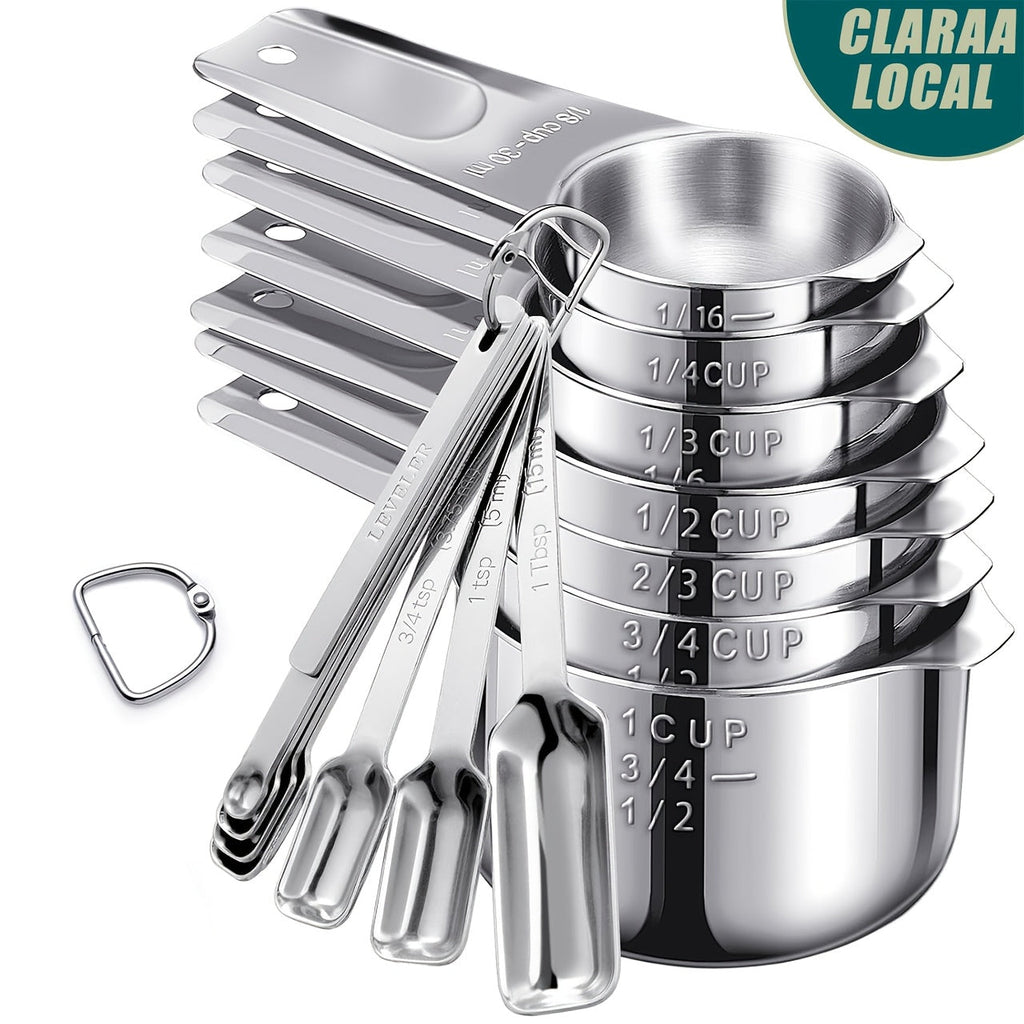 Measuring Cups and Spoons Set Stainless Steel 13-Piece 20-Piece with Leveler Dishwasher Safe Baking Measuring Set for Dry Wet Ingredients Kitchen Cooking Baking Gift
