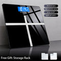 Digital Bathroom Scale with LCD Temperature Display ¨C 396 lb High-Precision Weight Scale, KG/Pounds Switchable, Wide Non-Slip Platform, Available with HD LED Upgrade, Waist Strap & Storage Rack
