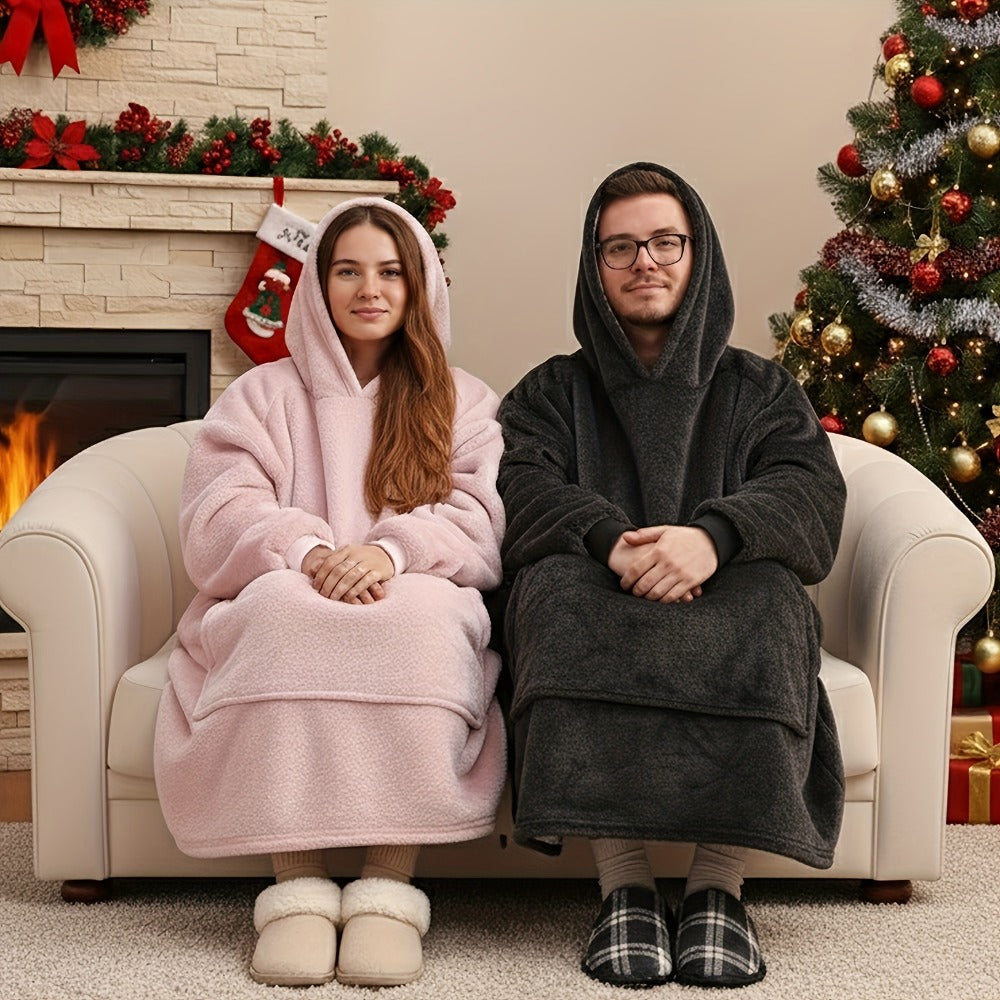Hooded Wearable Blanket ¨C Double-Sided Flannel Suede Hoodie Blanket for Women & Men, 500gsm Oversized Warm Cozy Sweatshirt