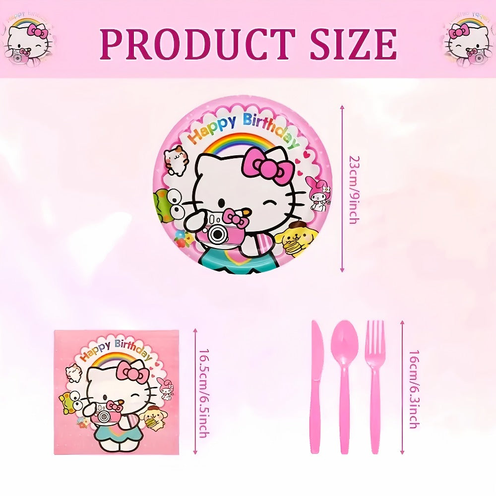 Hello Kitty Birthday Party Decorations 139-Piece Set ¨C Sanrio Pink Tablecloth Dinnerware Balloon Kit for Girls Kids Party Supplies Complete Bundle