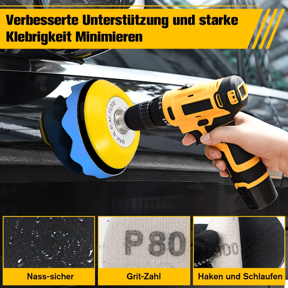 Sanding Disc Drill Polishing Kit 133PCS 3 Inch Hook and Loop Wet Dry Sandpaper Buffing Pads for Car Headlight Restoration Wood Metal Glass Resin Epoxy Rotary Tool Set