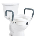 Raised Toilet Seat with Arms for Seniors & Elderly - 5 Inch Elevated Toilet Seat, 350 lbs Capacity, Twist Lock, Adjustable Armrests with Padding, Fits Round & Elongated Toilets