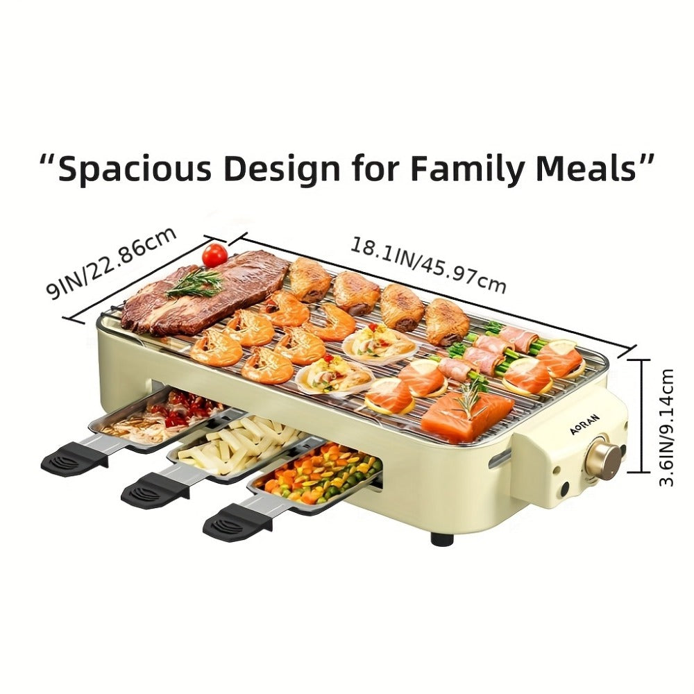 Electric Grill 2-in-1 Indoor BBQ & Frying Pan ¨C 1500W Temperature Control, Non-Stick Detachable Cooking Board, Portable Electric Grill for Meat, Dishwasher Safe, Christmas Gift Idea with Gift Bag