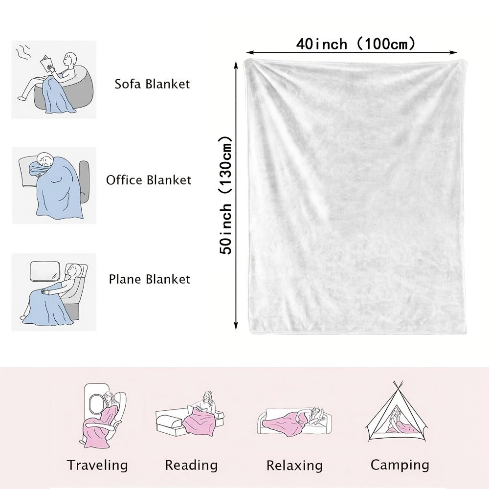 Floral Flannel Blanket ¨C 280gsm Soft Warm Elegant Flower Print Bedspread for Sofa, Bed & Living Room, Machine Washable, 3 Sizes