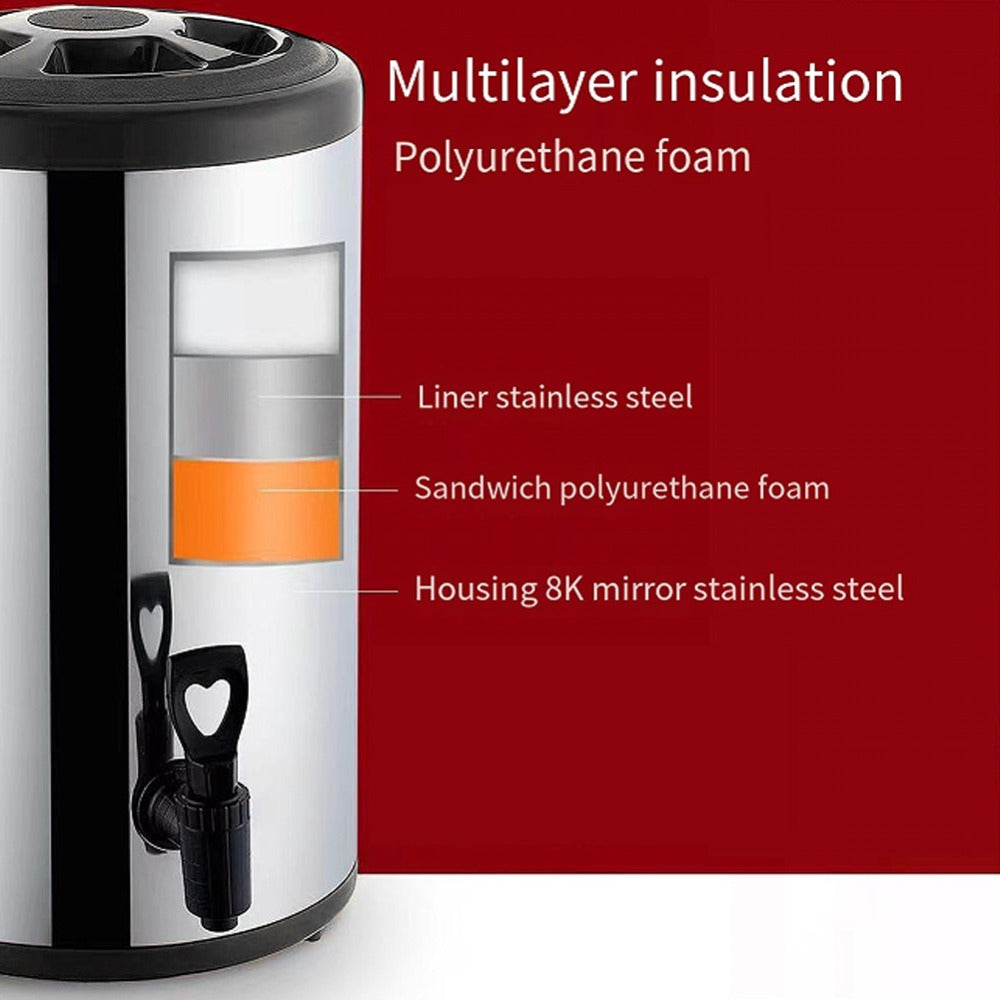 Stainless Steel Beverage Dispenser with Spigot Insulated Drink Bucket for Hot Cold Coffee Tea Juice Water Party Catering Drink Container 6L