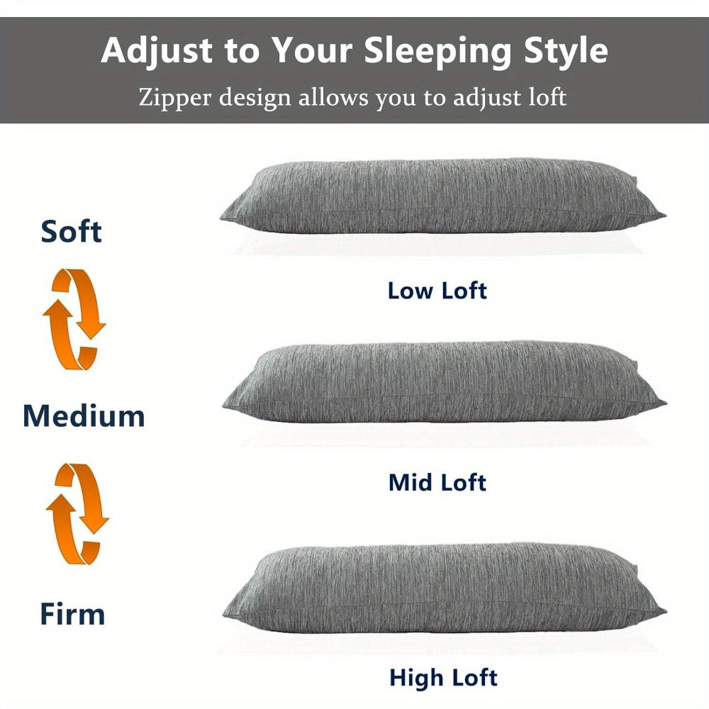 Body Pillow 20x54 Inch Cooling Memory Foam ¨C Full Body Pillow for Adults Side Sleepers, Firm Long Sleeping Pillow for Stomach Back Support, Pregnancy Pillow, Washable Cover, Grey White Pink