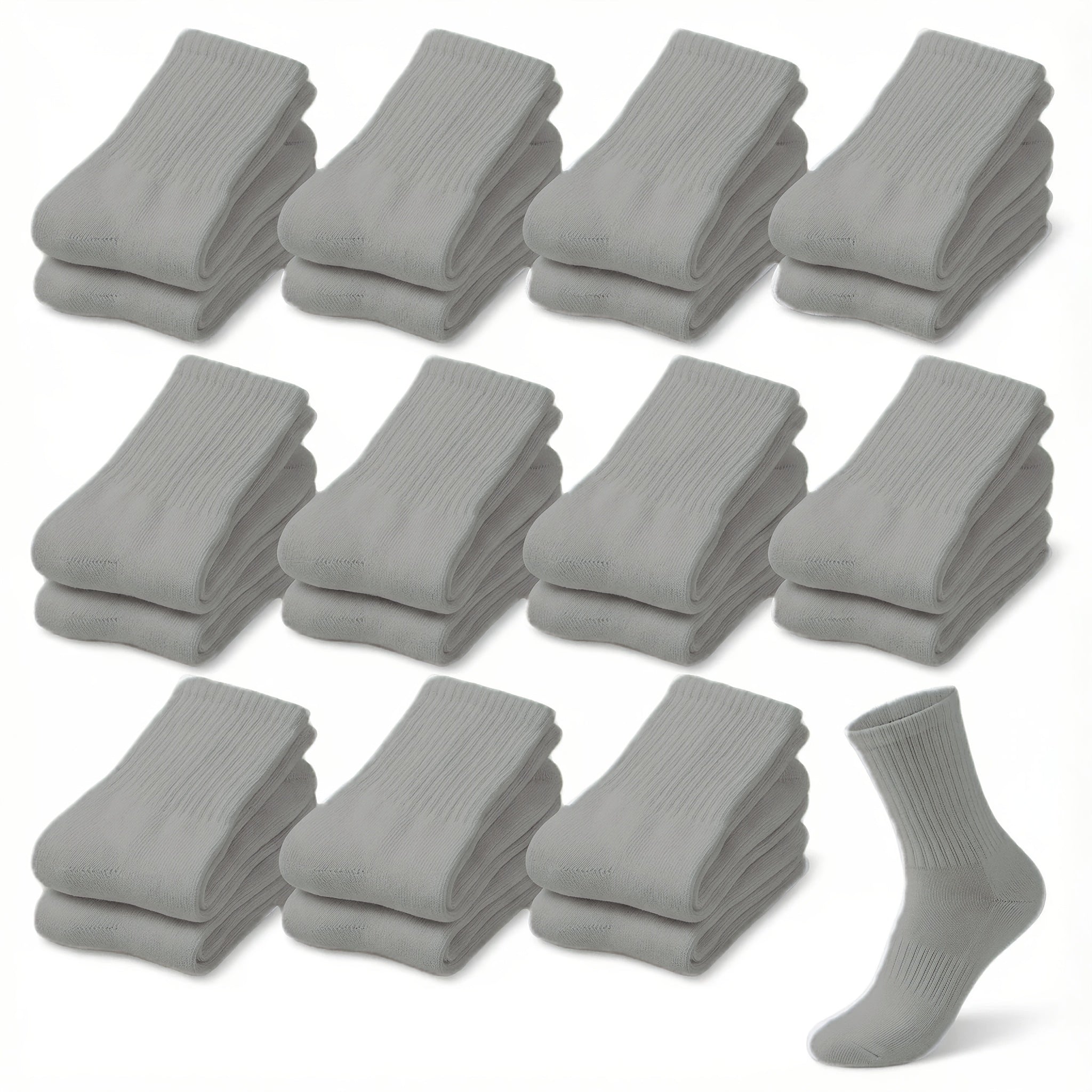 Multicolor Diabetic Crew Socks 12 Pairs Cotton Non-Binding Neuropathy Seamless Cushioned Loose Fit for Men Women Sensitive Feet Edema White Black Grey Size 9-11 10-13