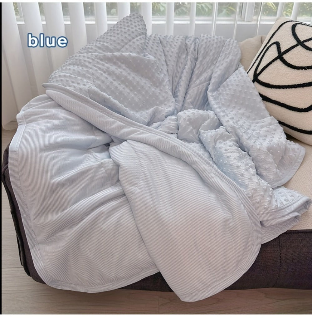 Cooling Blanket for Summer ¨C Breathable Lightweight Throw with Soundwave Embossed Striped Design, 100% Polyester Machine Washable Blanket & Shawl for Bed, Sofa & Travel (Multiple Colors & Sizes)