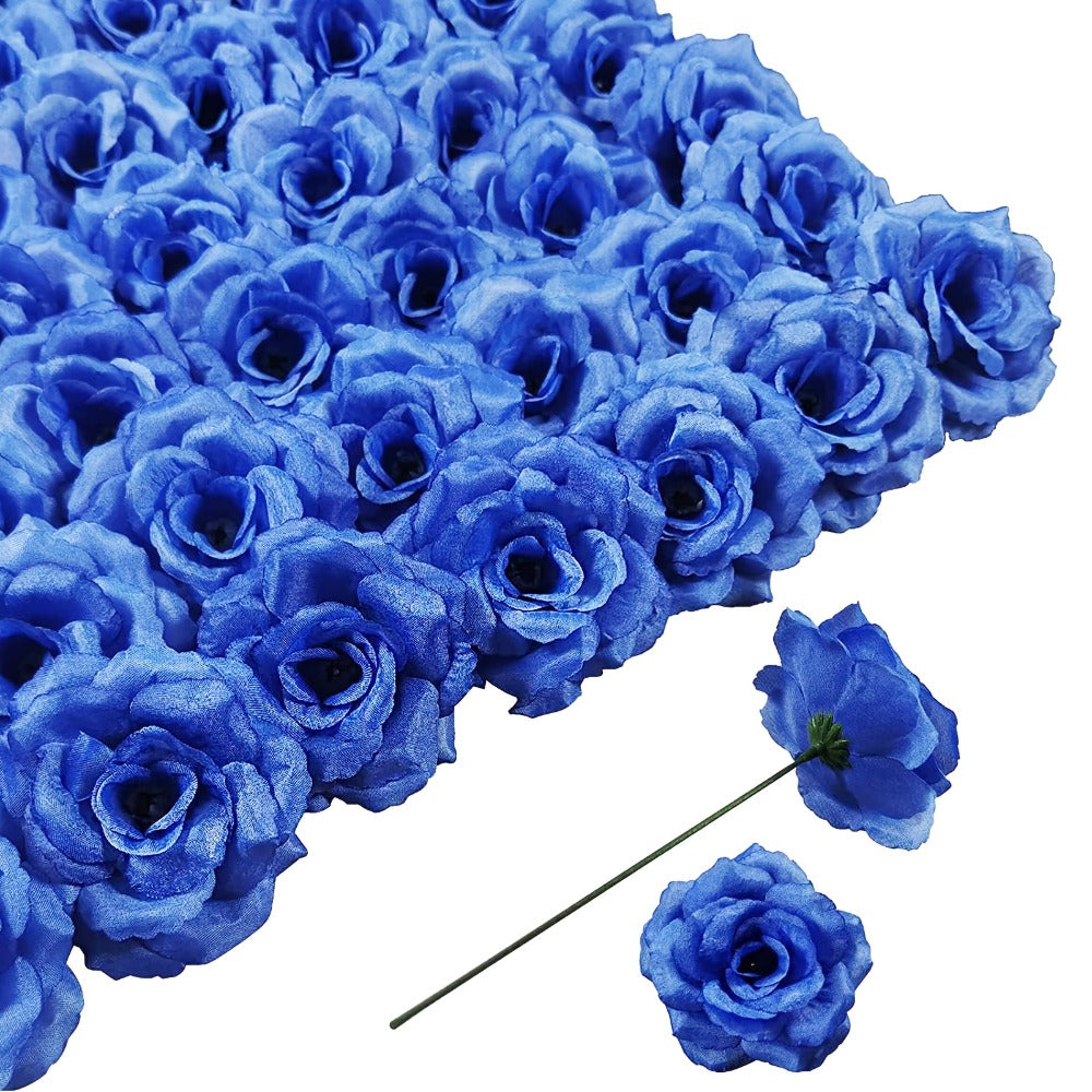 Artificial Roses with Stems 50pcs Silk Fake Flowers | 3 Inch Flower Head 6 Inch Stem Detachable DIY | Wedding Valentine's Day Home Decor Bouquet Arrangement in 6 Colors