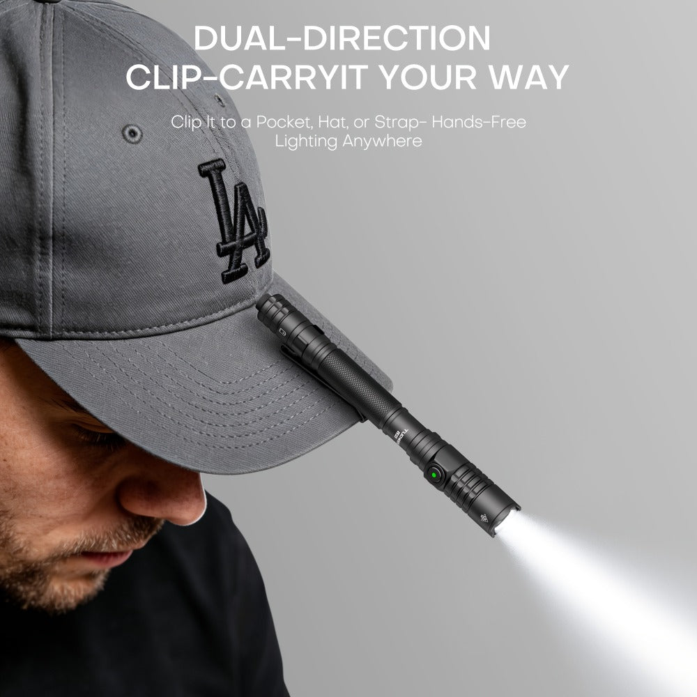 Tactical Penlight 1200 Lumen EDC Flashlight | High-Brightness Torch with Tail Switch Multi-Mode | Slim Pocket Light for Everyday Carry, Camping, Outdoor Activities & Work Lighting