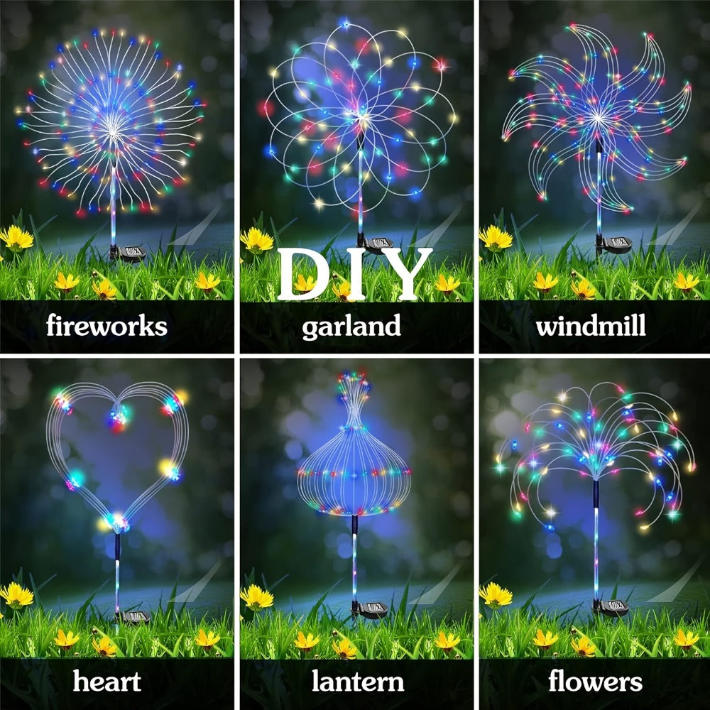 Solar Fireworks Lights Outdoor ¨C 60 to 420 LED Solar Garden Fairy Lights with 8 Modes, Waterproof Copper Wire Sparkler Lights for Garden, Patio, Yard, Pathway & Holiday Decoration
