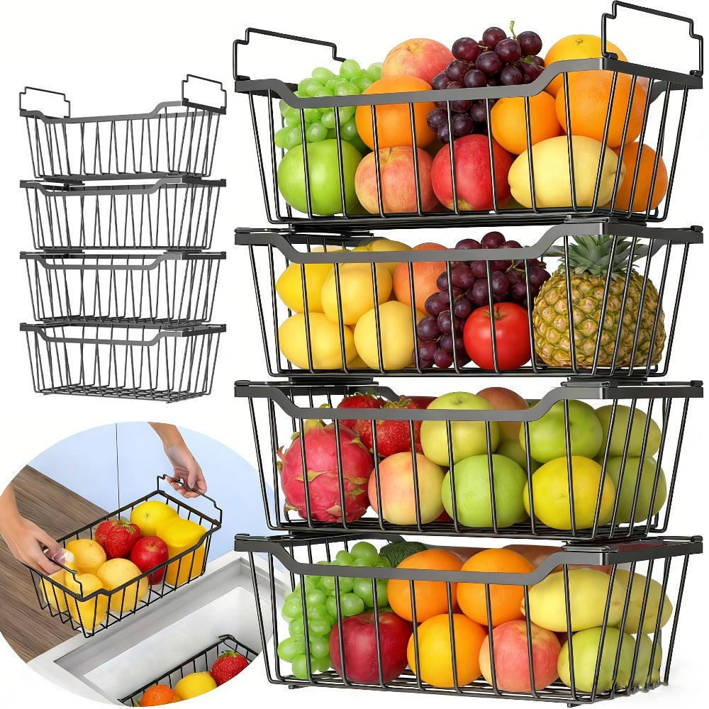 Freezer Organizer Bins Stackable with Foldable Handle - Chest Freezer Storage Baskets Rack, Space Saving Refrigerator Organizer Bins, 4 or 8 Pack