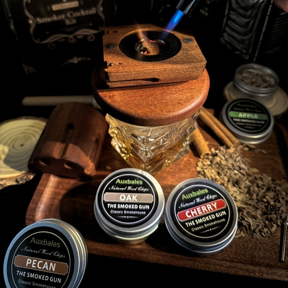 Whiskey Smoker Kit with 4 Wood Chip Flavors & Filters ¨C Cocktail Smoker Set, Whiskey Gifts for Men, Dad, Birthday, Father's Day, Christmas (No Butane)