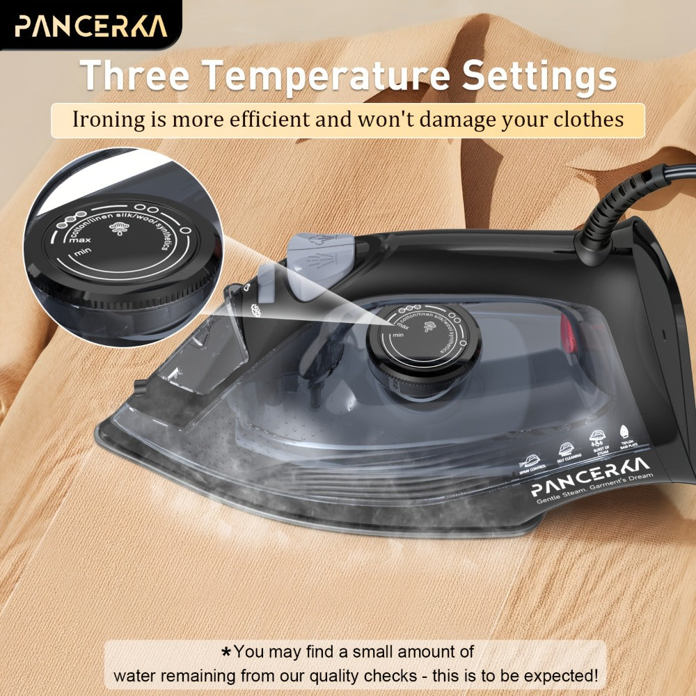 1200W Steam Iron for Clothes Adjustable Thermostat Non-Stick Soleplate Variable Steam Control Overheat Protection Powerful Long-Lasting Steam for All Fabrics Black