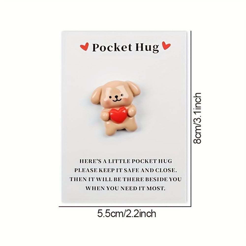 Pocket Hug Cards Emotional Support - Cute Heart Dog Mini Cards with Resin - Thinking of You Gift for Family Friends Lovers - Christmas Valentine Birthday Party Favor Decorative Gift Cards 20/40 Pack