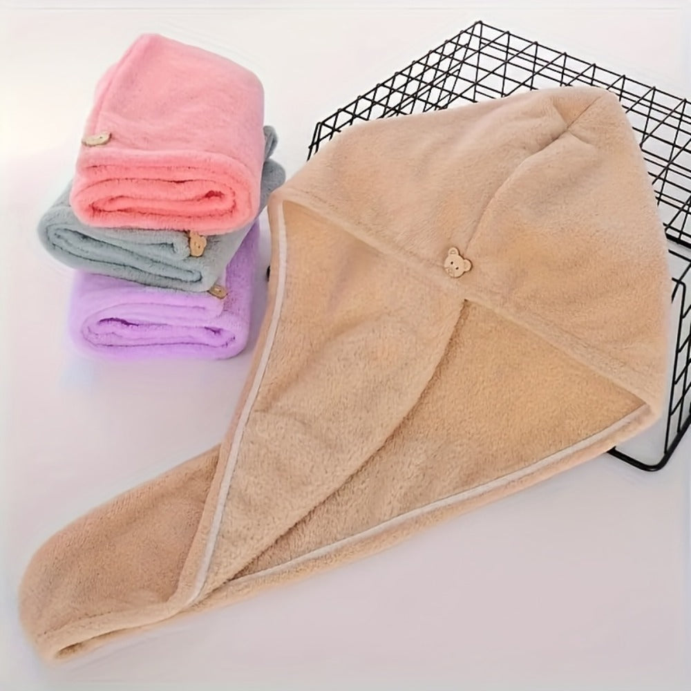 Microfiber Hair Towels 5 Pack - Quick Dry Super Absorbent Coral Fleece Hair Wrap Towel Set, Soft Lightweight Bathroom Hair Drying Towels, Random Color