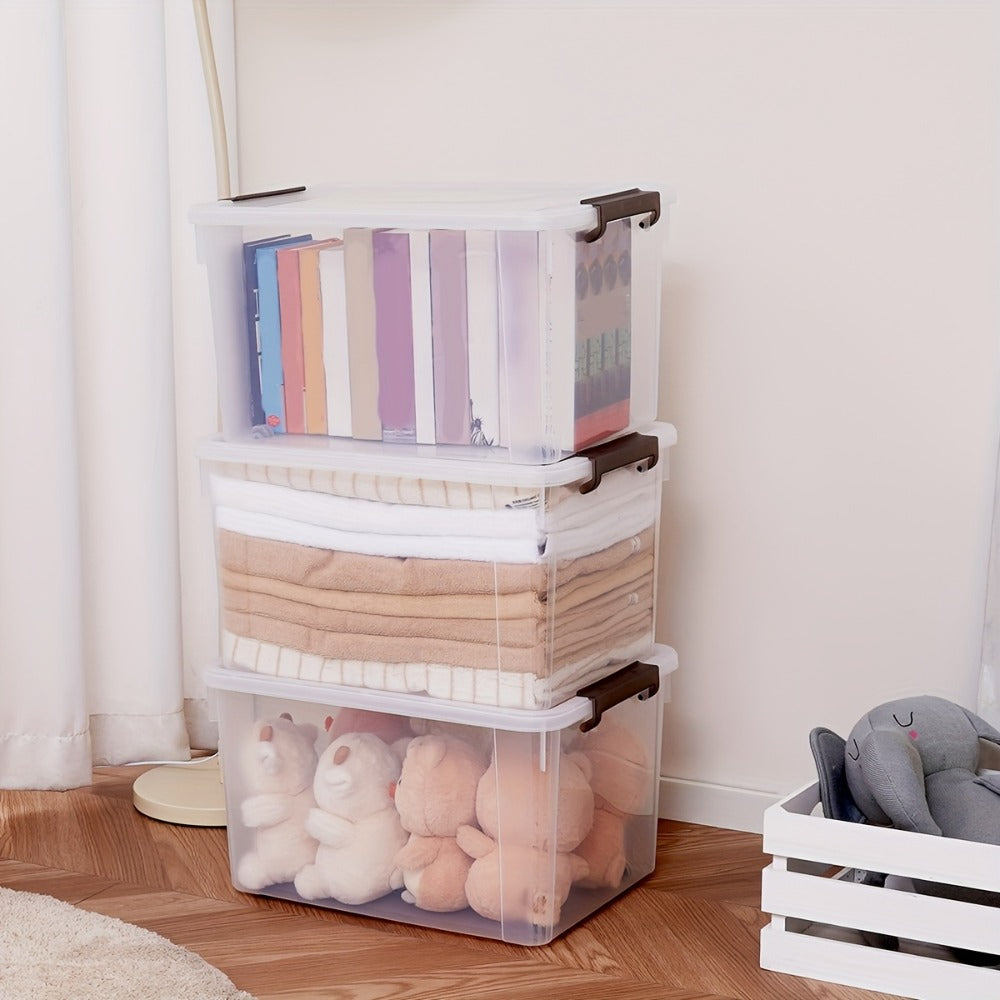 Clear Stackable Storage Boxes with Lids 6-Pack 16.9 Quart, Plastic Lockable Organizer Bins with Latches for Shelves, Closet, Home & Office Clutter Organization Containers