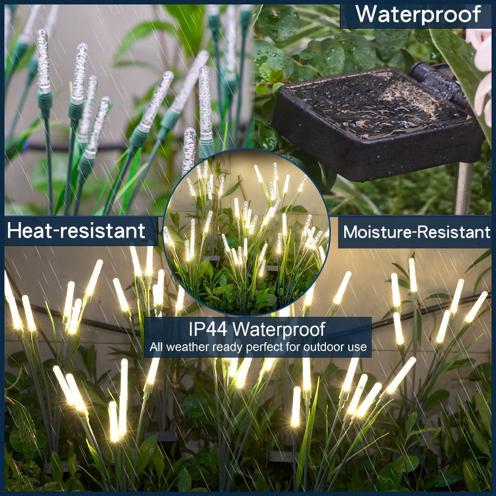 Solar Bubble Pathway Lights Outdoor 4 Pack ¨C IP44 Waterproof Acrylic Reed Stake Lights Auto On/Off Dusk to Dawn | Warm White Solar Powered LED for Garden, Yard, Driveway, Walkway & Patio Decor