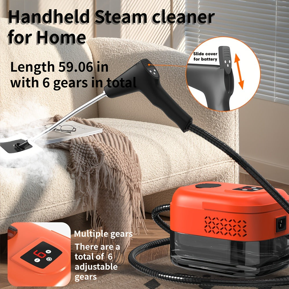 Handheld Steam Cleaner High Pressure 9-Gear Adjustment & LCD Display, 1200ml Water Tank, Portable High-Temp Steamer for Kitchen Carpet Sofa Grout Tile