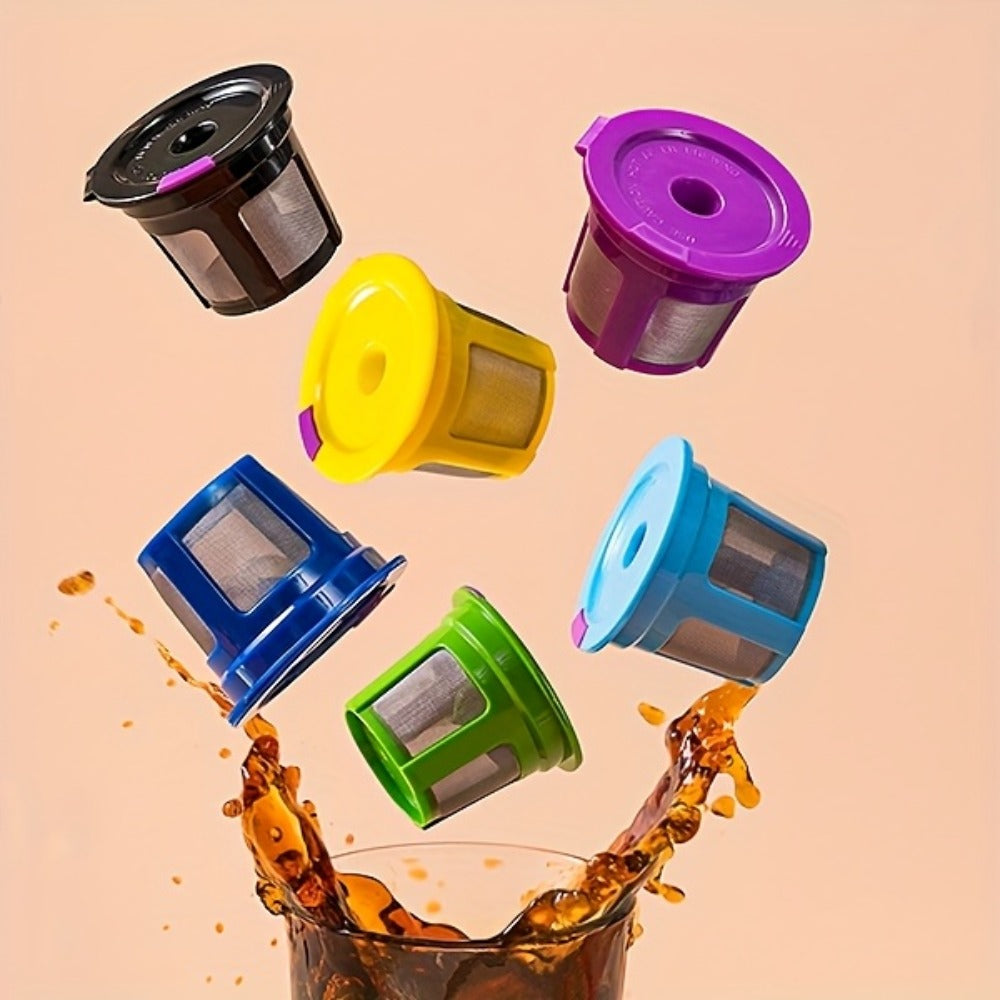Reusable K-Cup Coffee Pods for Keurig 1.0 & 2.0, Refillable K-Cup Filters Universal Fit, Eco-Friendly Reusable Coffee Pod Filters, 6 Colors, Use Any Ground Coffee