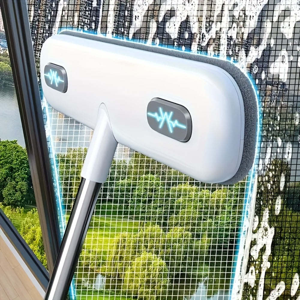 Window Cleaning Brush with Telescopic Handle and Holder - Magic Multi-Surface Door & Window Cleaner Tool, Pet Hair Remover, Household Cleaning Supplies for Home, Car, Glass, Screen & Blinds