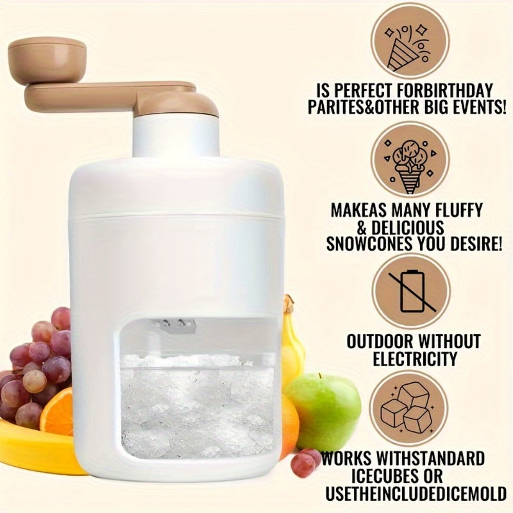 Manual Ice Shaver Machine ¨C Hand-Powered Snow Cone Maker & Ice Crusher, BPA-Free, Portable for Home, Parties, Picnics & BBQs, Includes Ice Cube Trays, Easy to Use Shaved Ice Maker for Kids & Adults