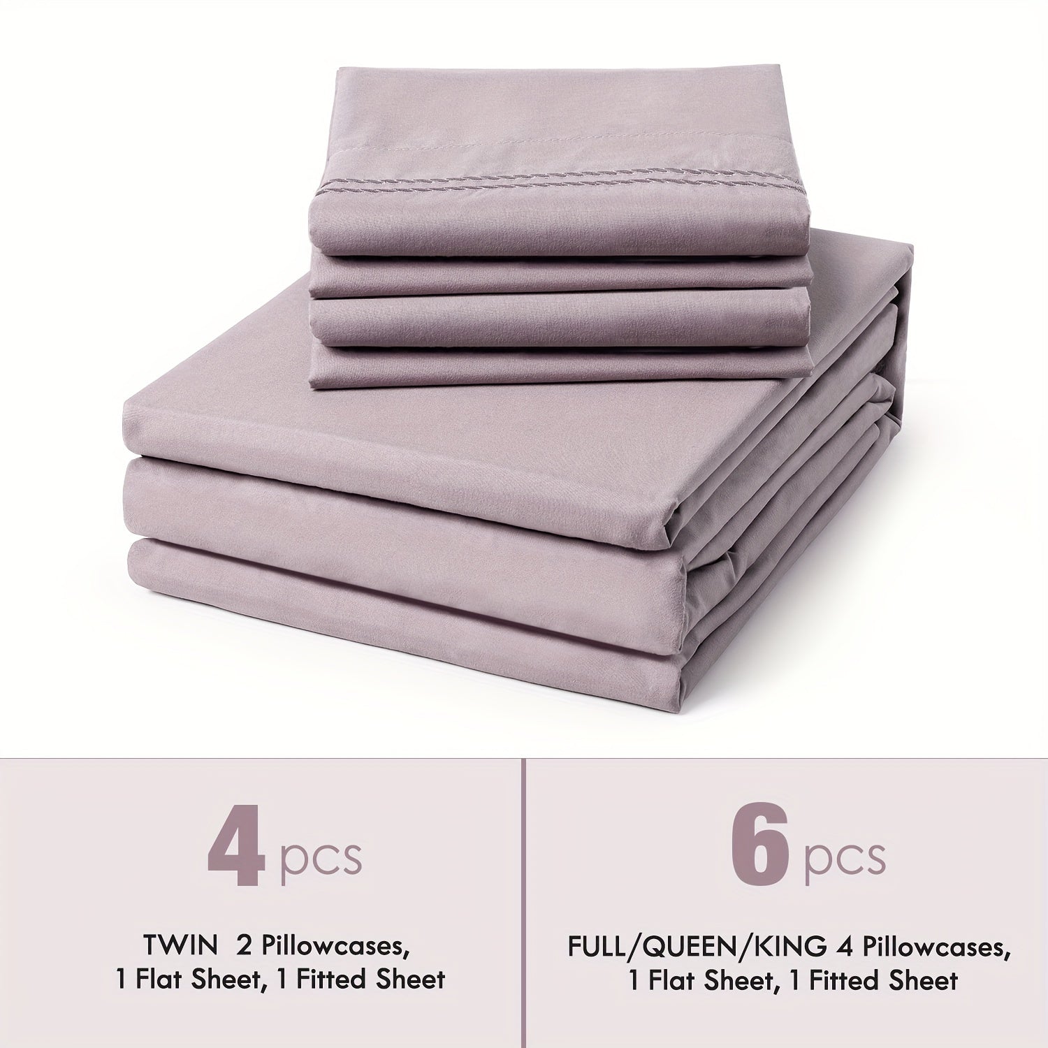 Bed Sheet Set Deep Pocket Soft Microfiber - Fitted Sheet Flat Sheet & Pillowcases Twin Full Queen King - Cooling Breathable Fade Resistant Sheets for Daily Use Dorms Guest Rooms