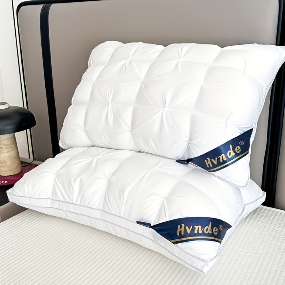 Hotel Quality Pillows 2-Pack, Luxury 5-Star Deep Sleep Neck Support, Non-Collapse Hypoallergenic Polyester Fill, All Season Cooling Bed Pillows Queen King
