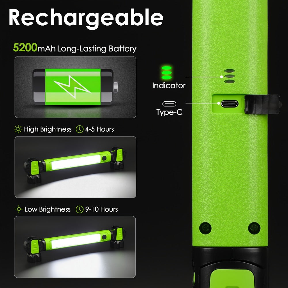 LED Work Light 2500LM Rechargeable Magnetic Underhood Inspection Light with 5200mAh Battery & Hooks ¨C Cordless Portable Work Lamp for Mechanics, Car Garage, Workshop & Emergency Use