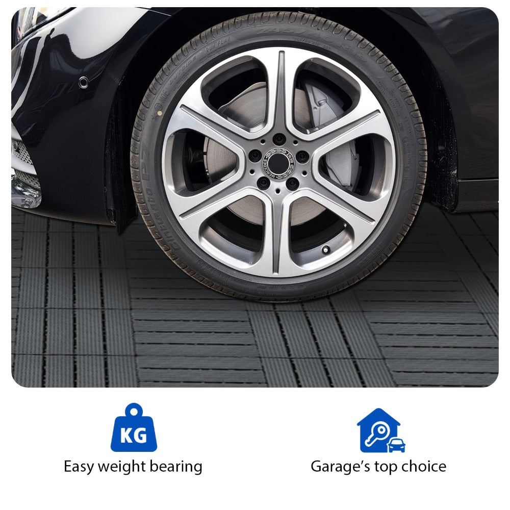 Interlocking Deck Tiles 44pcs 12¡±x12¡±, Waterproof Outdoor Patio Flooring Tiles, PP Plastic Interlocking Floor Tiles for Balcony Pool Backyard Terrace, Easy Install All-Weather Anti-Slip Deck Tiles Grey