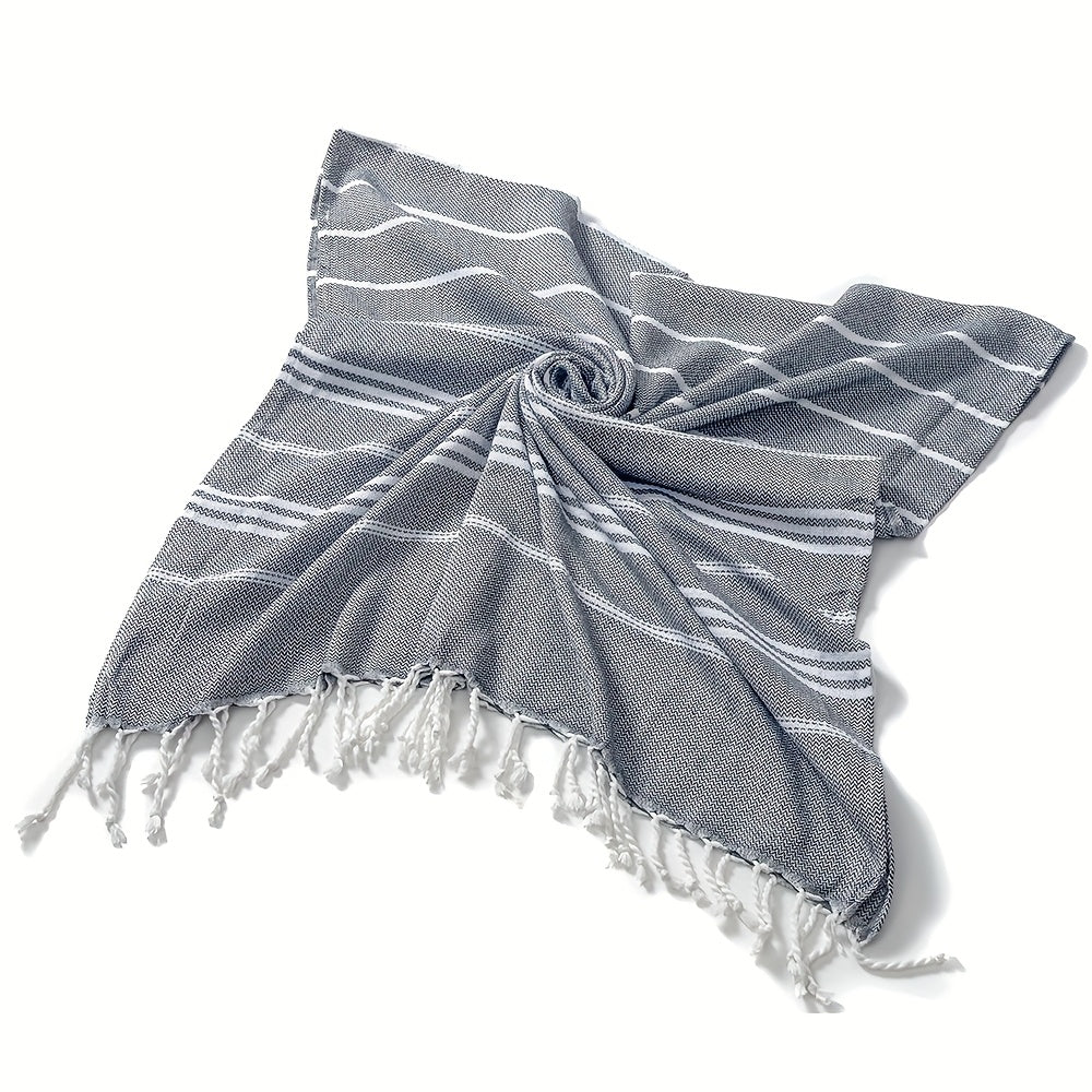 Turkish Striped Beach Towel Oversized 90x180cm 35.5x71in - Quick Dry Lightweight Sand Resistant Shrink Resistant | 10 Colors Blue Grey Orange Red Rose Brown Black Green Royal Blue Cyan | Pool Travel Gym