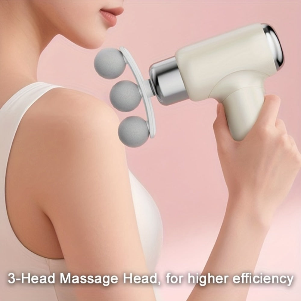 Massage Gun USB Rechargeable Handheld Percussion Massager | 9 Interchangeable Heads Deep Tissue Electric Body Massager | Cordless Muscle Recovery Tool for Men Women Athletes Gym Home Office Travel