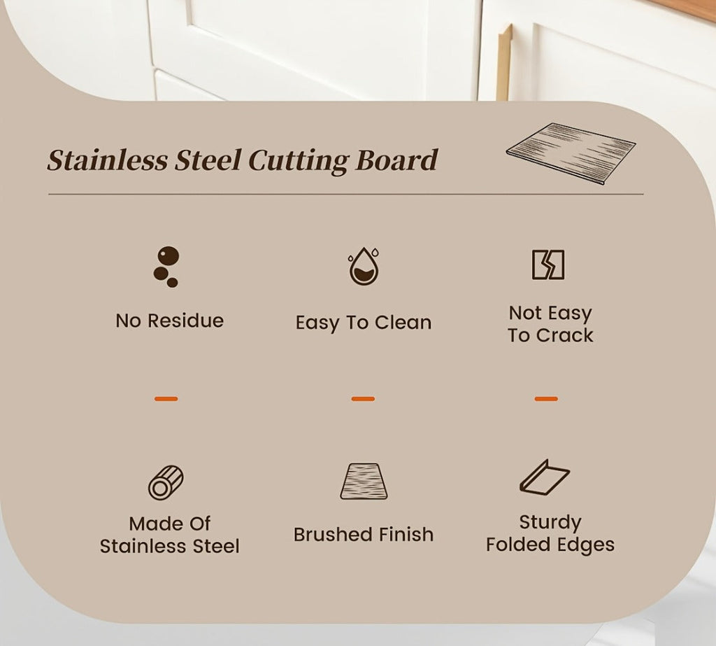 Stainless Steel Cutting Board & Rolling Pastry Board ¨C Non-Slip Kitchen Prep Mat with Butcher Block Surface