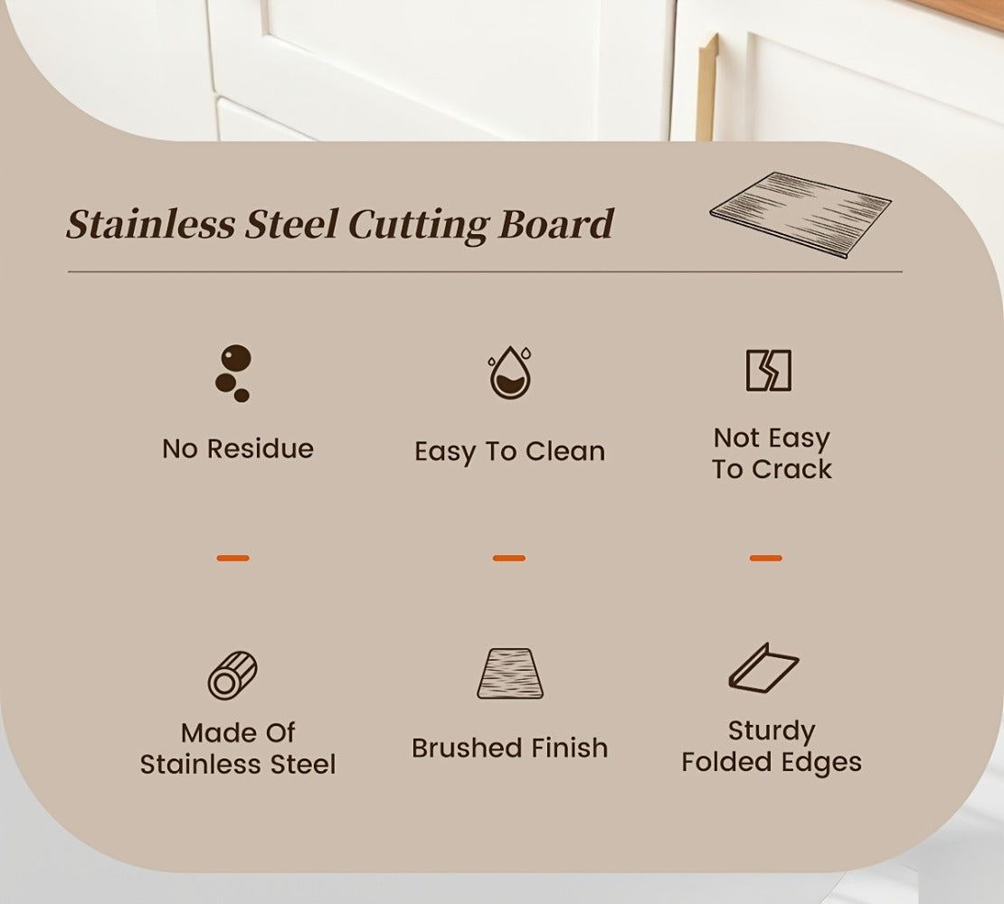 Stainless Steel Cutting Board & Rolling Pastry Board ¨C Non-Slip Kitchen Prep Mat with Butcher Block Surface