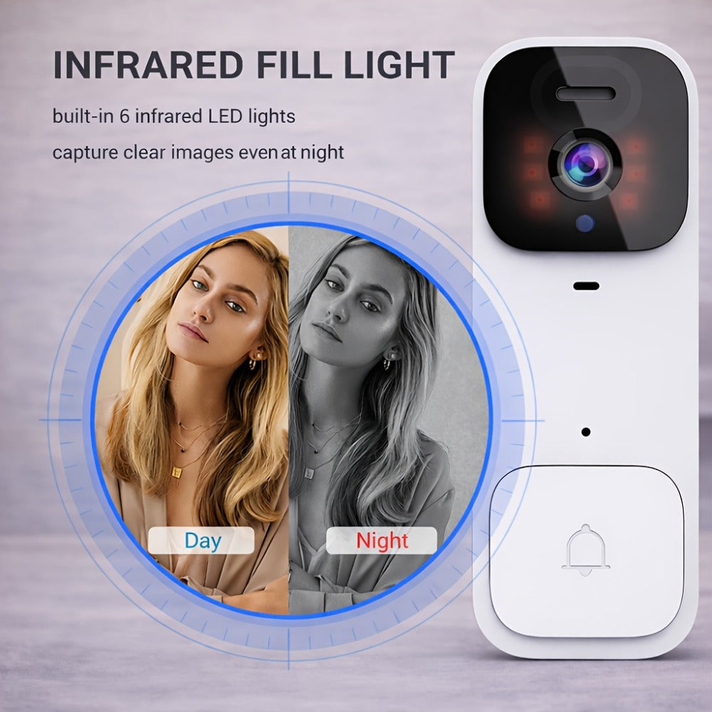Smart Video Doorbell Wireless Touchscreen Display | Motion Detection 2-Way Audio Local Storage No Subscription | Easy No-Wire Install Home Security Doorbell Camera System