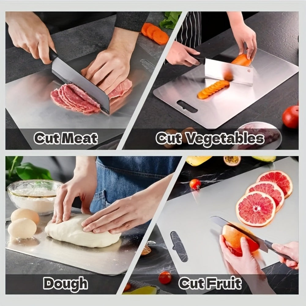 Titanium Cutting Board Set 3-Piece Pure Titanium Kitchen Cutting Boards Large Medium Small ¨C Double-Sided Durable Metal Cutting Board, Antibacterial & Easy to Clean, Professional Kitchen Chopping Board