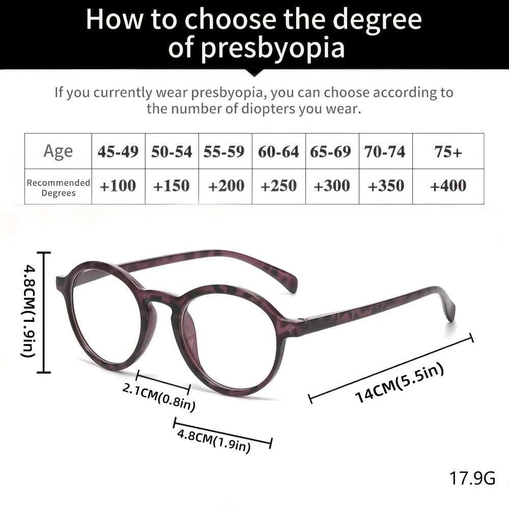 Fashion Reading Glasses 6 Pack for Women and Men Full Frame Round Circle PC Frame Multi-Color Lightweight Durable Lenses Vision Aid Readers Magnification Plus 1.0 to Plus 4.0 Mixed Color Value Set