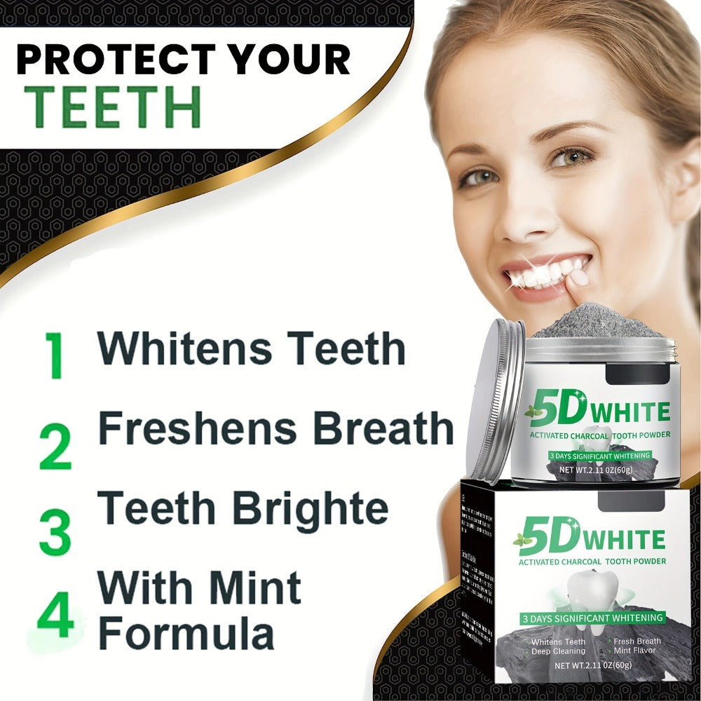 Bamboo Charcoal Tooth Powder 30g Whitening Teeth Powder with Mint Extract Stain Removal Fresh Breath Deep Cleansing Natural Activated Charcoal Toothpowder for Whiter Teeth Daily Oral Care