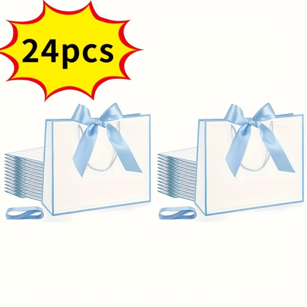 Gift Bags with Handles for Party Favors - Butterfly Ribbon Thank You Bags Wedding Baby Shower Birthday Bridesmaid Housewarming Autumn Celebration Elegant Packaging 12 24 36pcs