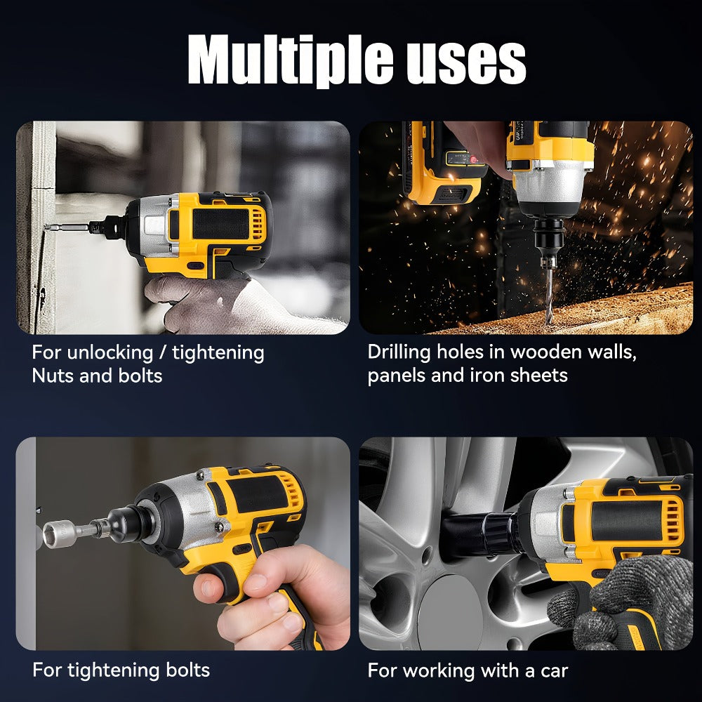 Cordless Impact Wrench 1/2 Inch Brushless ¨C 450N.m 259Ft-lbs High Torque Impact Gun, 3300RPM Variable Speed, 12 Sockets, Fast Charger & Dual Battery Options for Auto Repair & Home Use