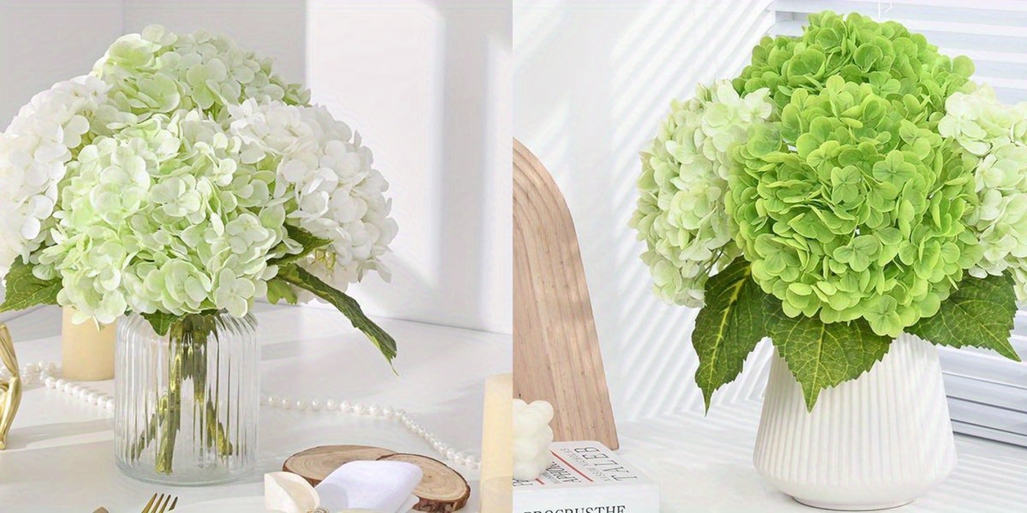 Real Touch Hydrangea Artificial Flowers 4/8pcs 21 Inch Full Latex Faux Hydrangea Stems for Wedding Table Centerpiece, Party Floral Arrangements, Home Vase Decor