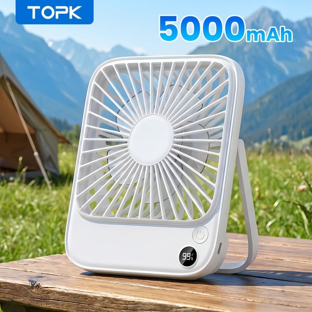 USB Desk Fan Battery Operated | 2000mAh & 5000mAh Rechargeable Mini Personal Fan, 4-Speed Adjustable, 180¡ã Tilt & Foldable, Ultra-Quiet Strong Airflow for Office, Bedroom & Desktop Use ¨C Black, Pink, White