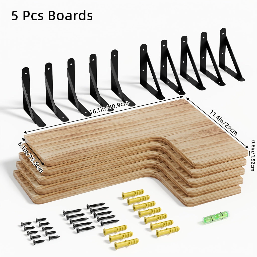 Corner Floating Shelves Wall Mounted Set ¨C Multi-Color Rustic Corner Shelf for Bedroom, Bathroom, Kitchen & Living Room